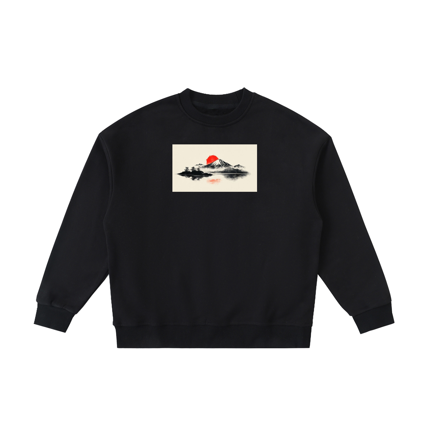 'Red Fuji' Ukiyo-e Inspired Landscape Crewneck