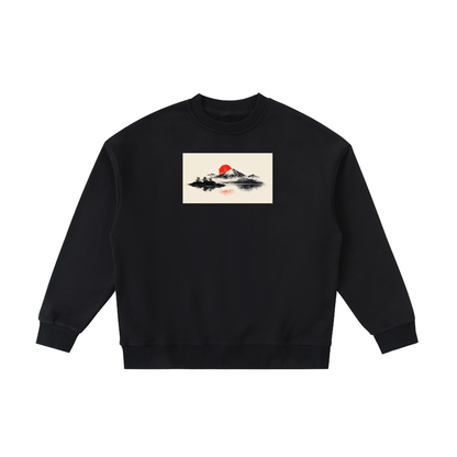 'Red Fuji' Ukiyo-e Inspired Landscape Crewneck