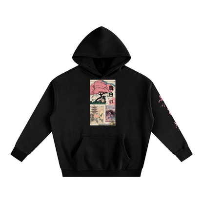 Total Sakura Bloom Triple-Print Black Streetwear Hoodie