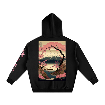 Total Sakura Bloom Triple-Print Black Streetwear Hoodie