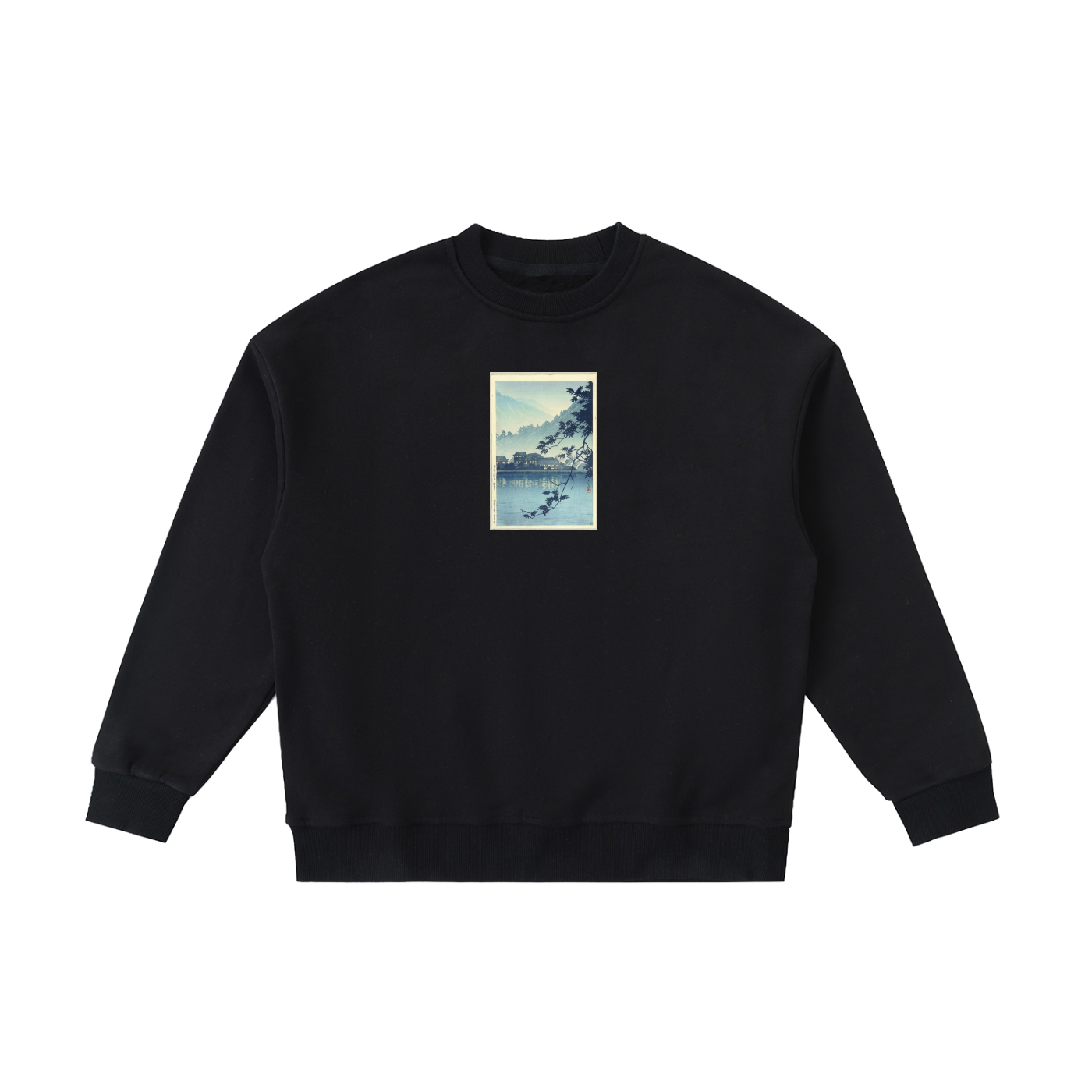 Meditative Waterside Ukiyo-e Crewneck Sweatshirt