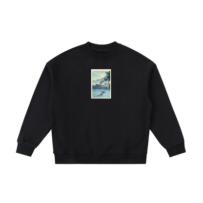 Meditative Waterside Ukiyo-e Crewneck Sweatshirt