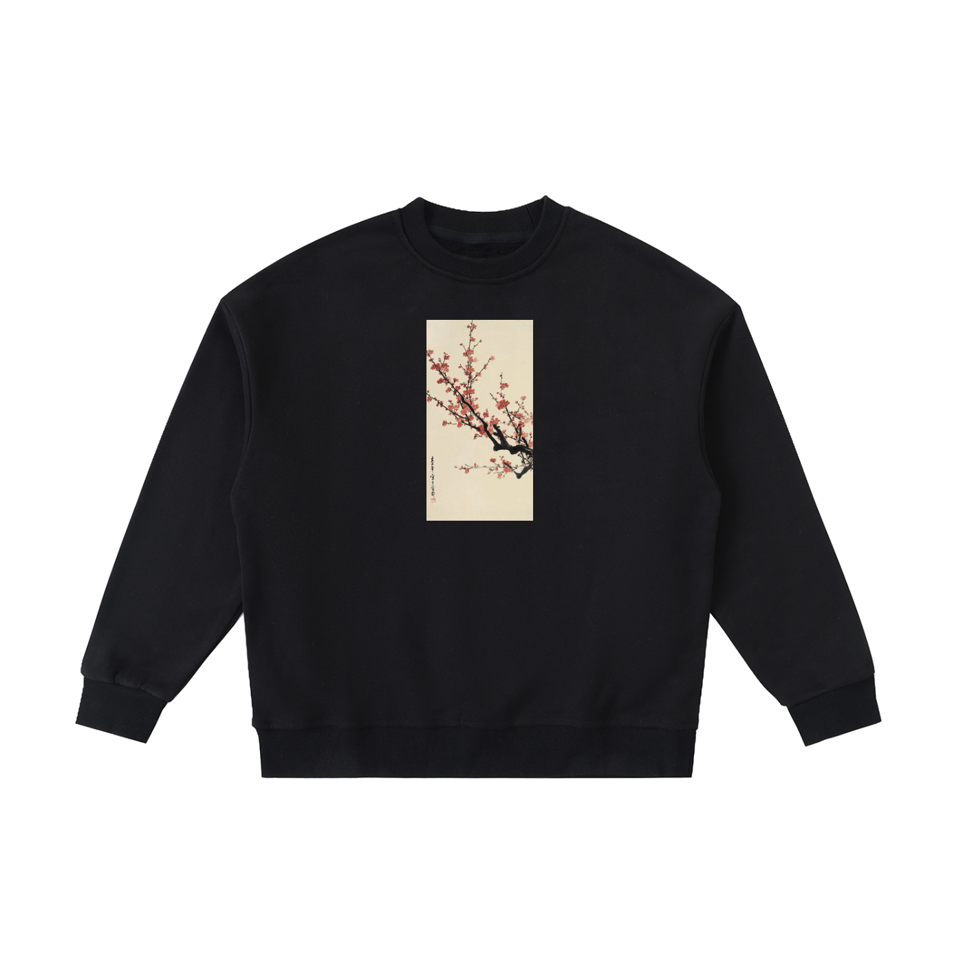 Elegant Plum Blossom Branch Art Crewneck Sweater